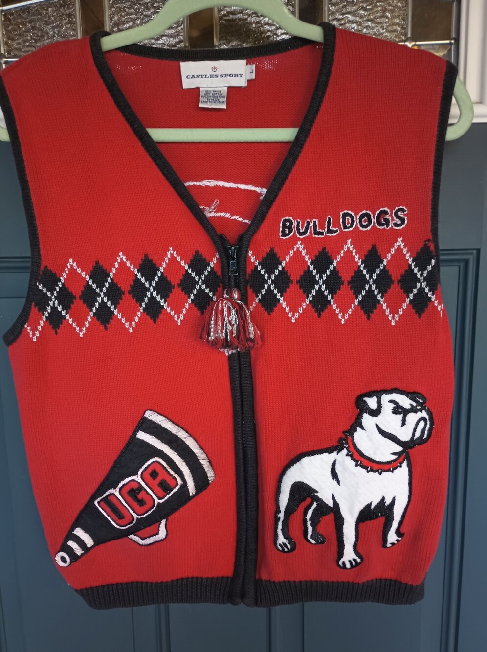Vtg Castle Sport Sz L UGA Game Day Vest Collegiate Bulldogs Athletic Gift
